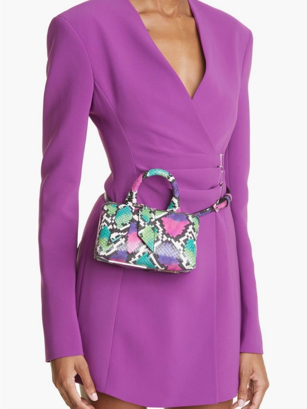 The Attico Purple Multi-Color Snake-Print Mini Top-Handle Bag